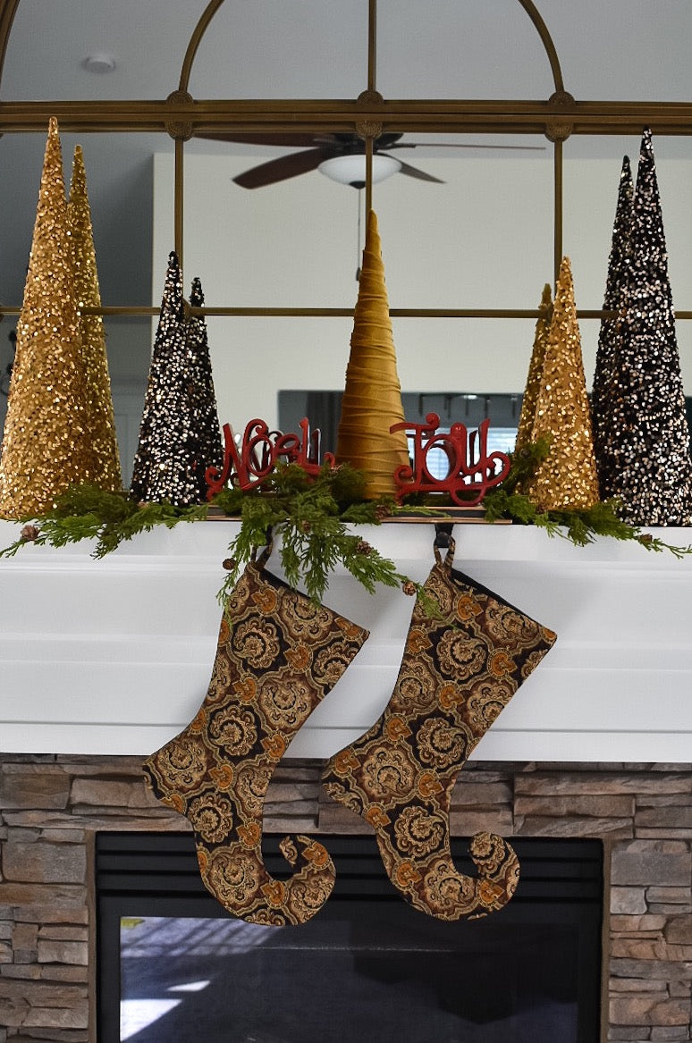 Multicolored Gold Victorian Style Christmas Stocking