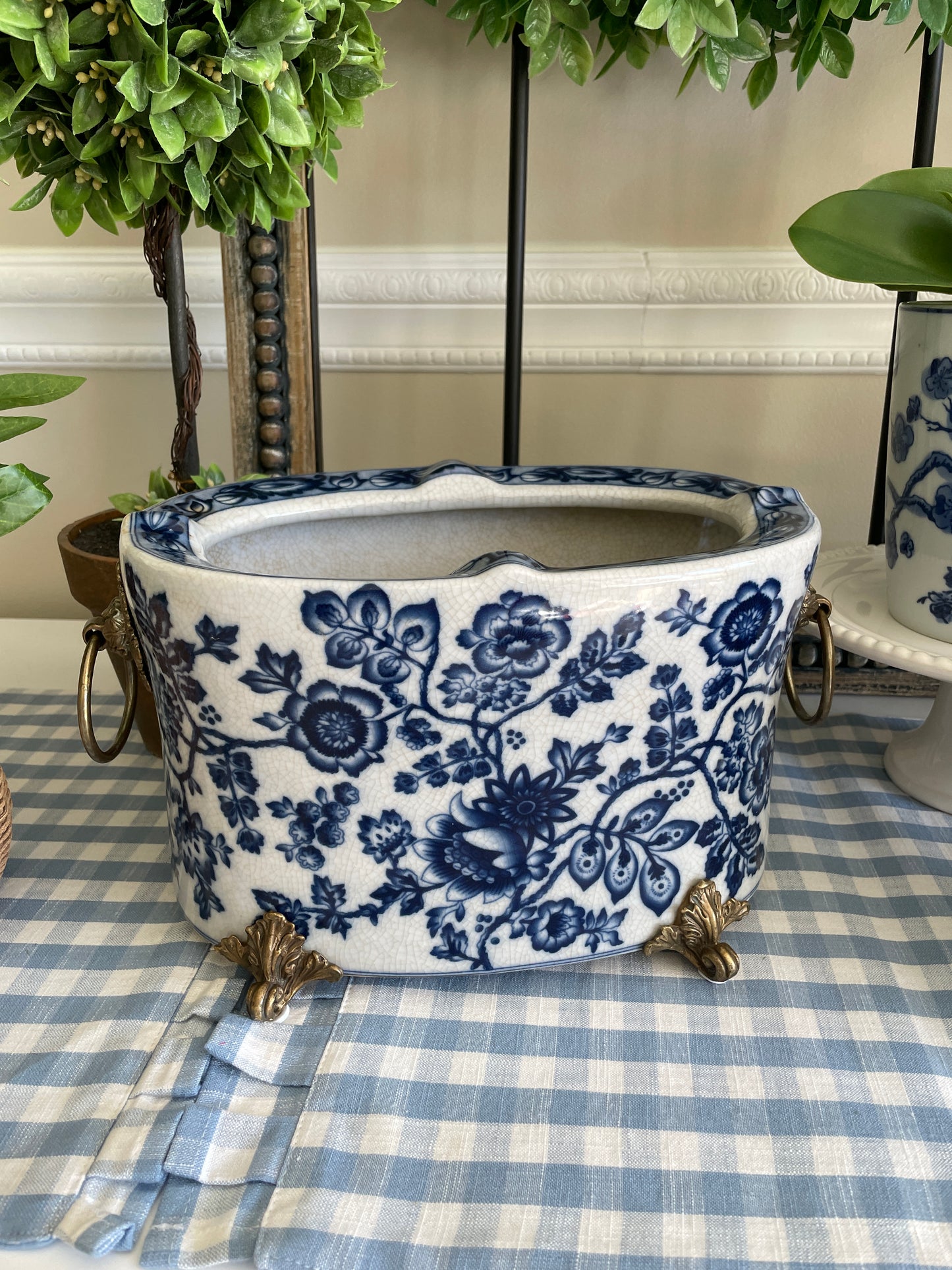 Blue and White Oval Basin