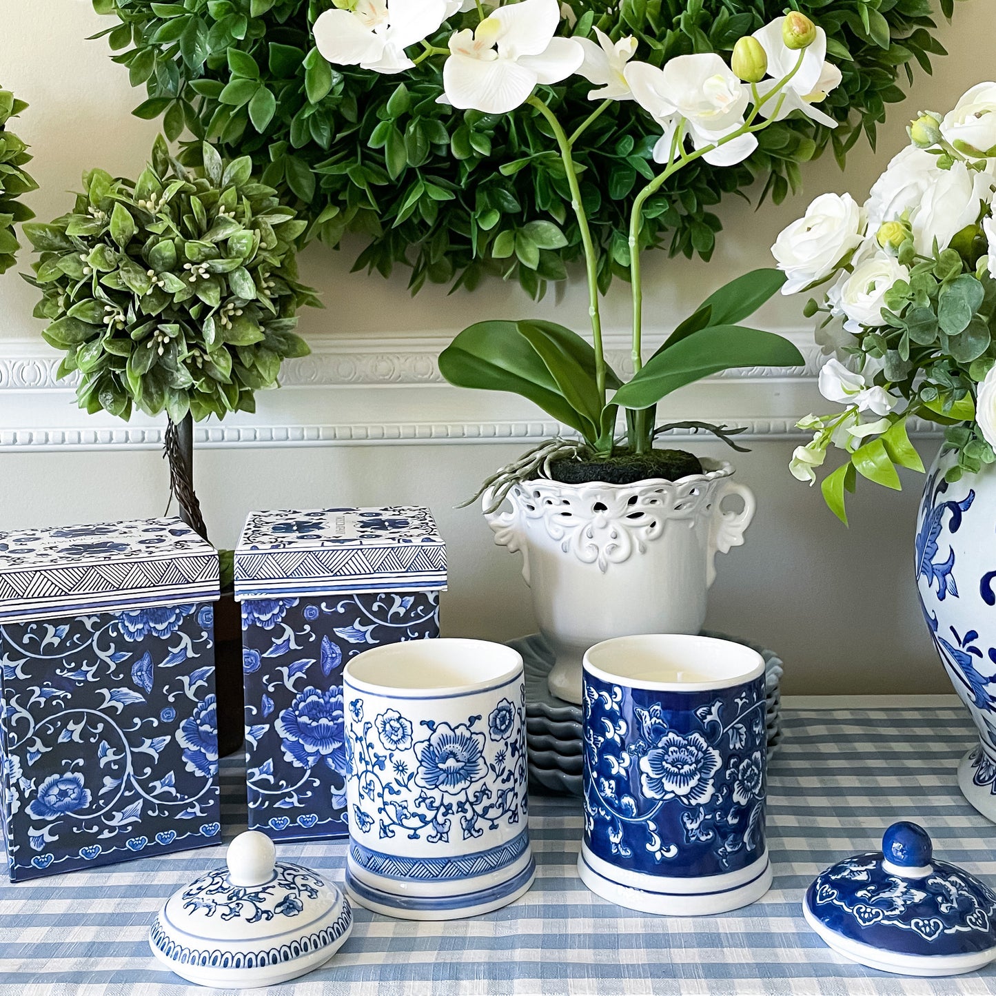 Blue and White Soy Candles