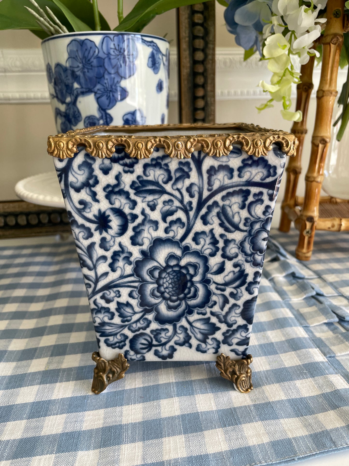 Blue and White Square Basin