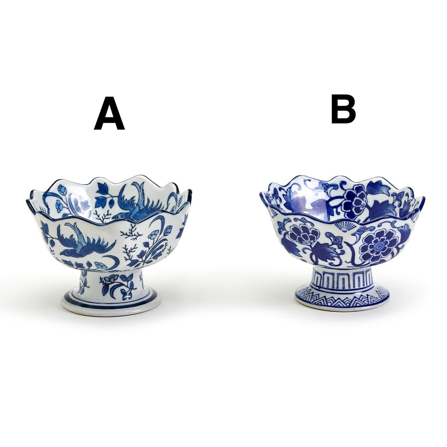 Blue and White Scalloped Edge Bowl