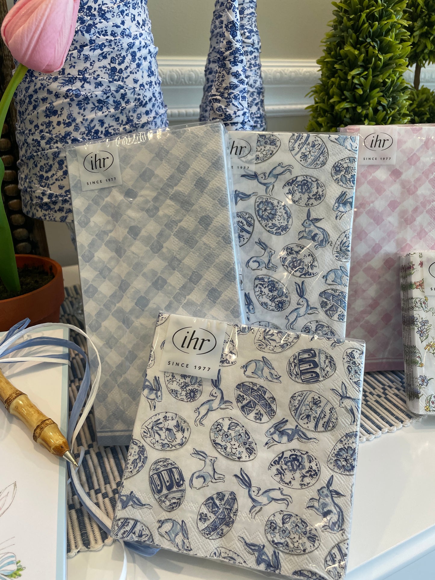 Blue And White Eggs With Bunnies, Guest Towel