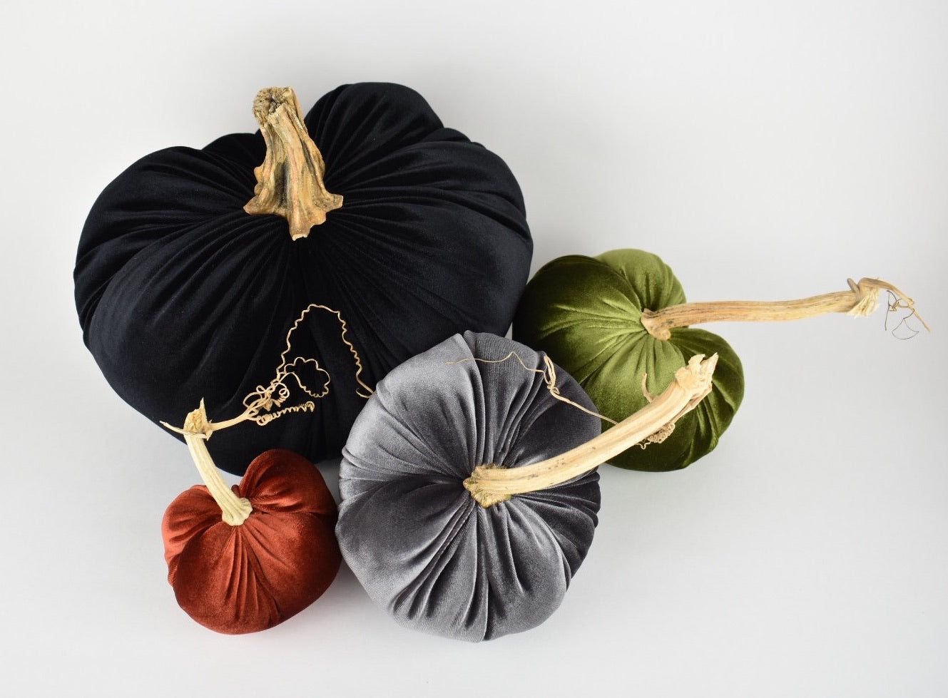 Velvet Pumpkin Gray Gunmetal with a Real Stem, Fall Decor,Sold Individually