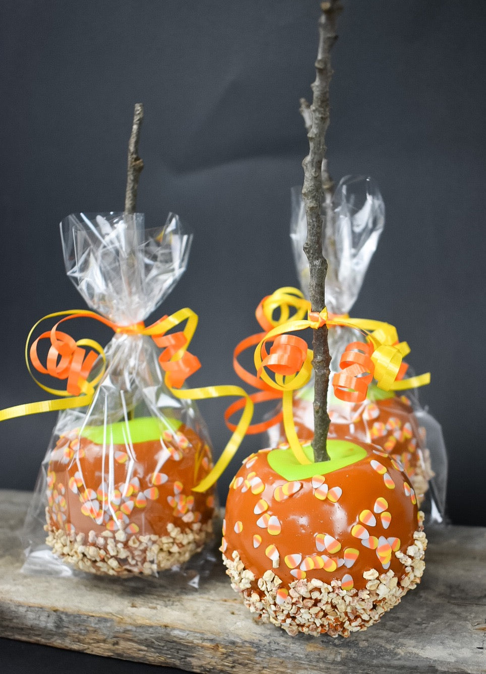 Permanent Caramel Nut Apple With Candy Corn Sprinkles, Sold Individually