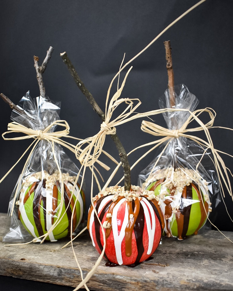 Permanent Caramel Apple with Chocolate Drizzle, Sold Individually
