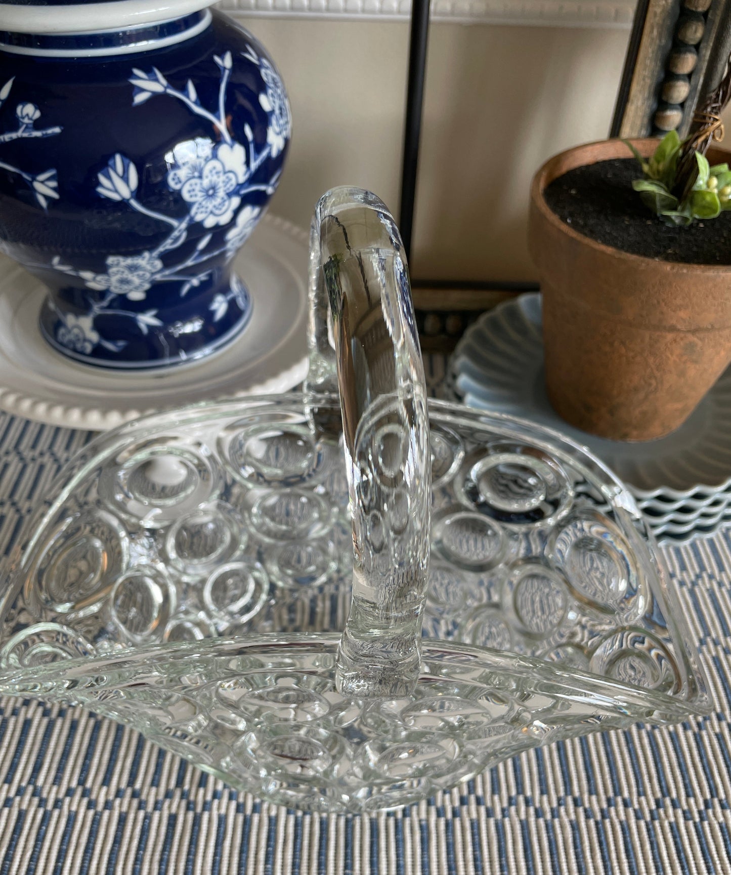 Vintage Clear Glass Basket