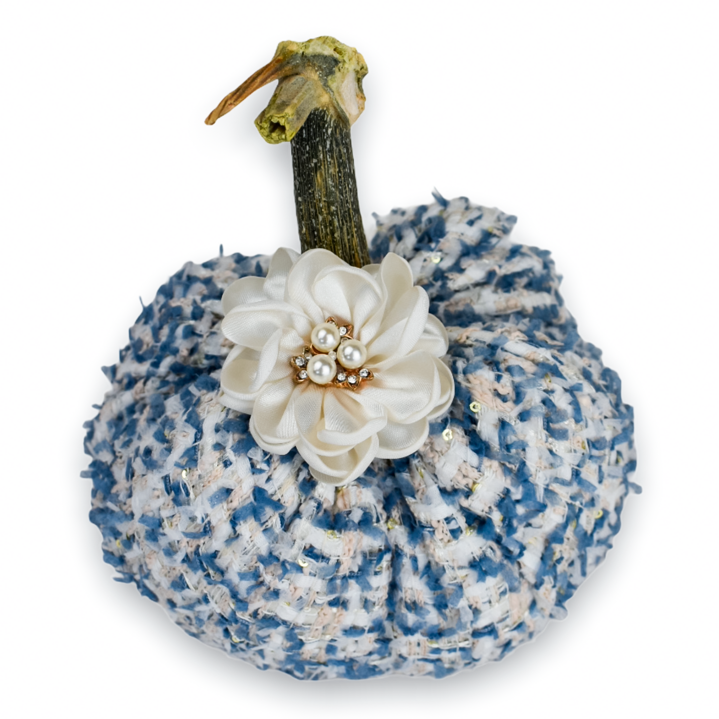 Blue and Cream Tweed Pumpkin