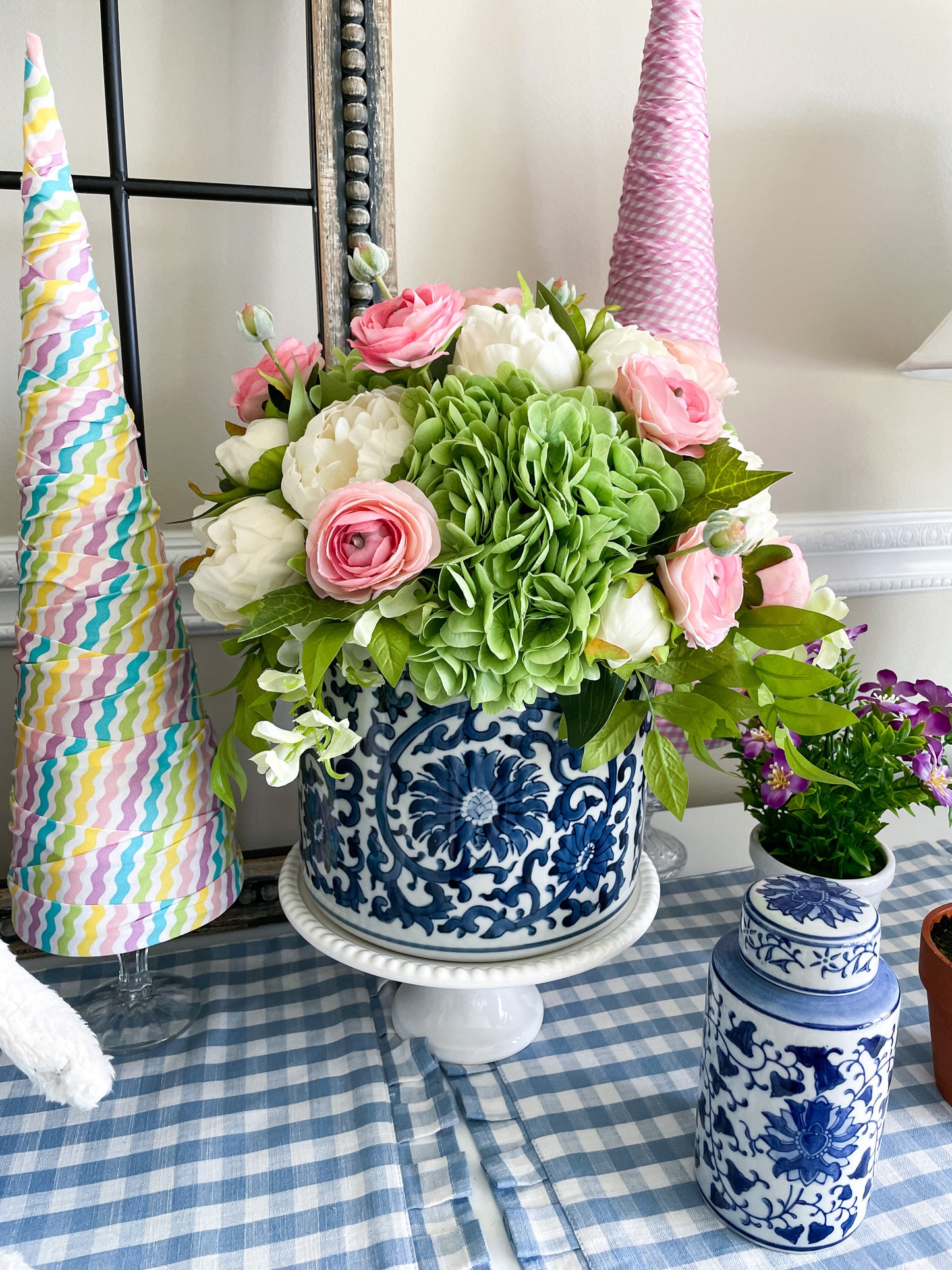 Blue and White Lotus Flower Planter