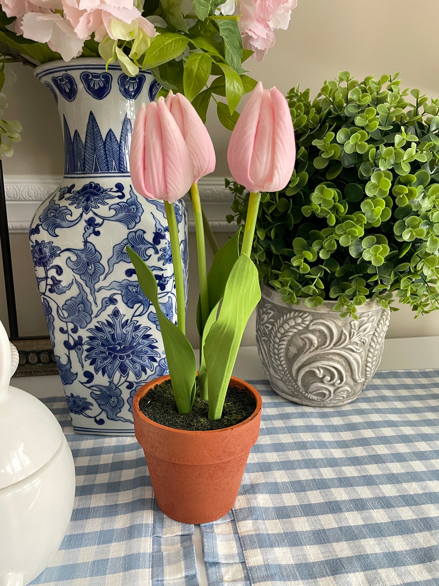 Pink Potted Faux Tulips