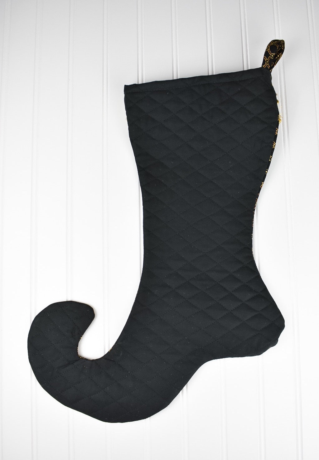 Black Gold Rings with Tassels Christmas Stocking