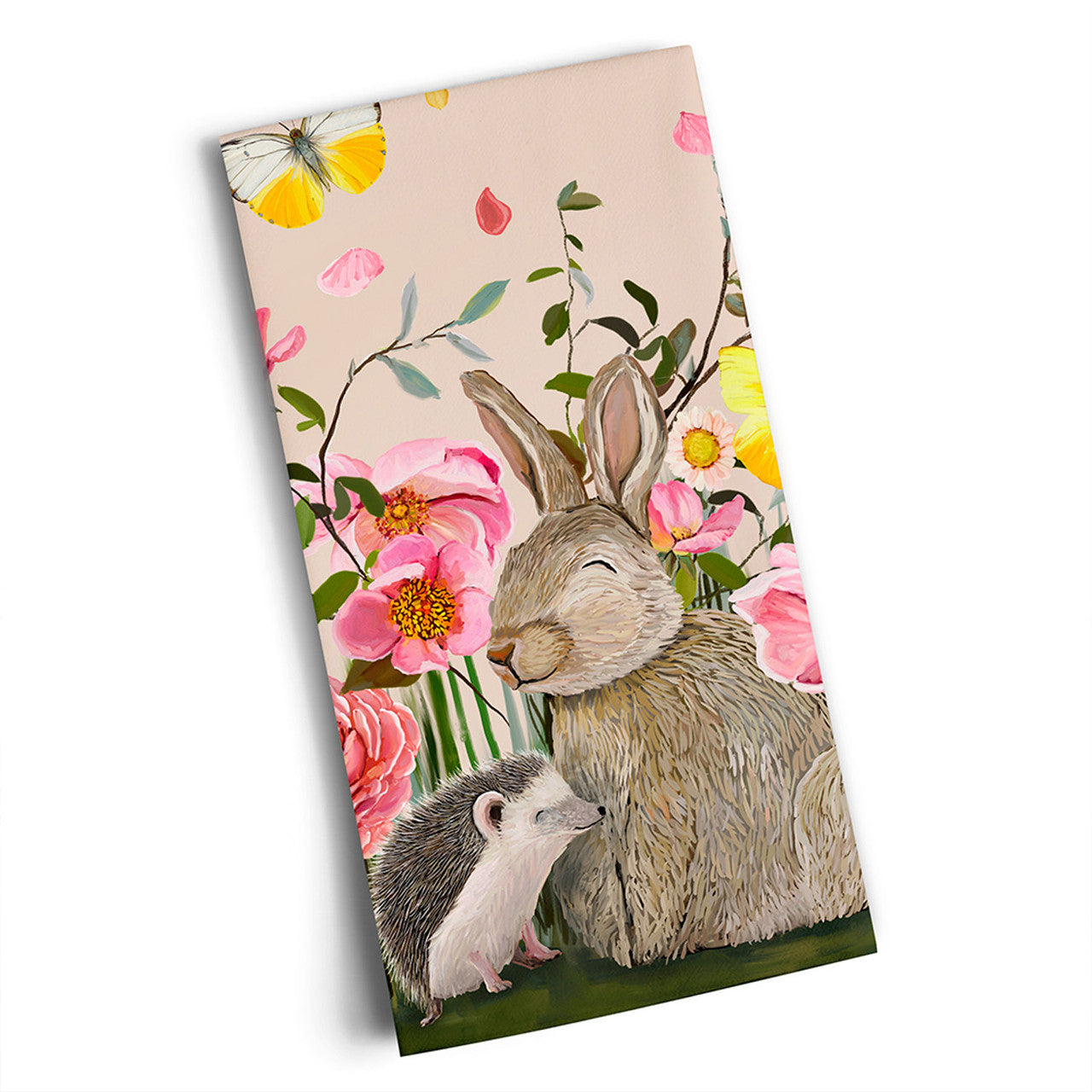 Hedgie And Bunny Tea Towel