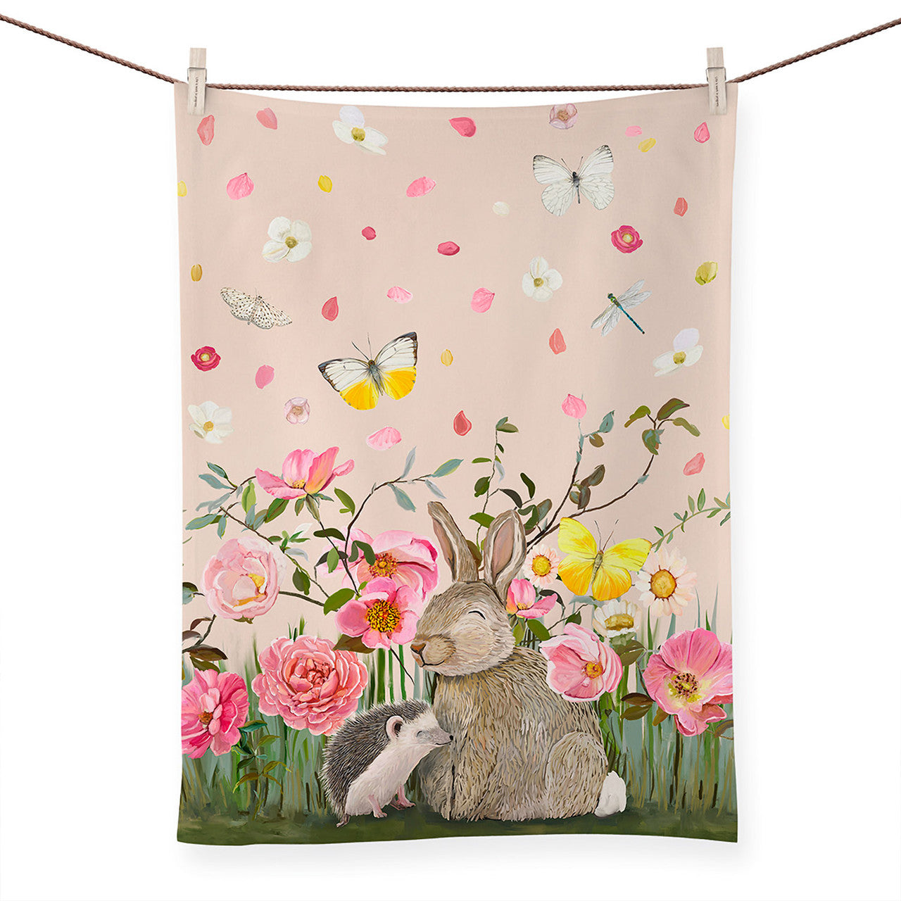 Hedgie And Bunny Tea Towel
