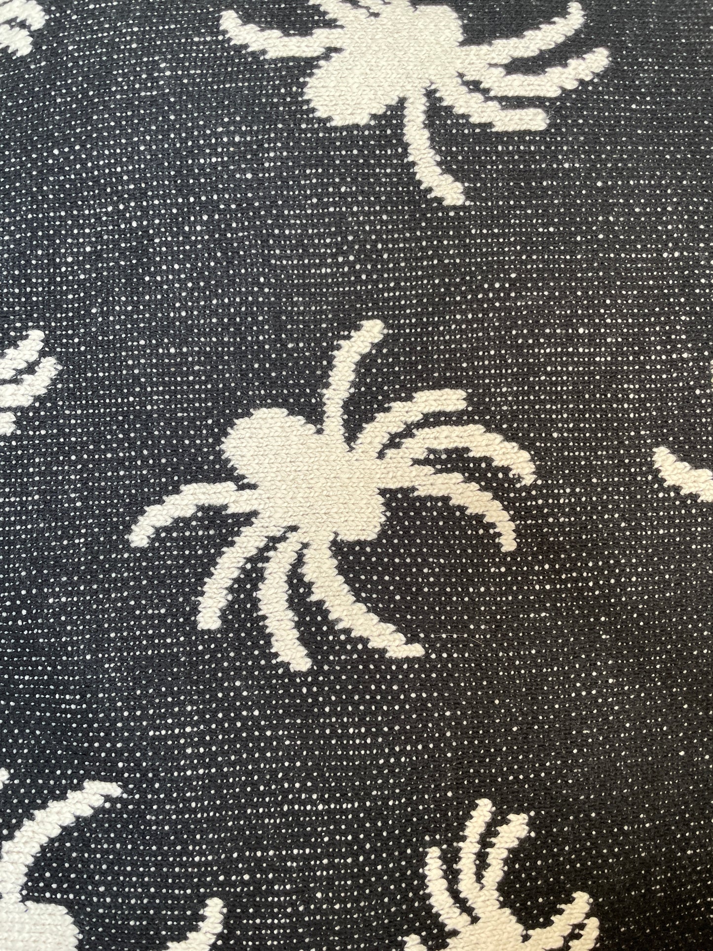 Cotton Knit Black & Cream Spider Pillow