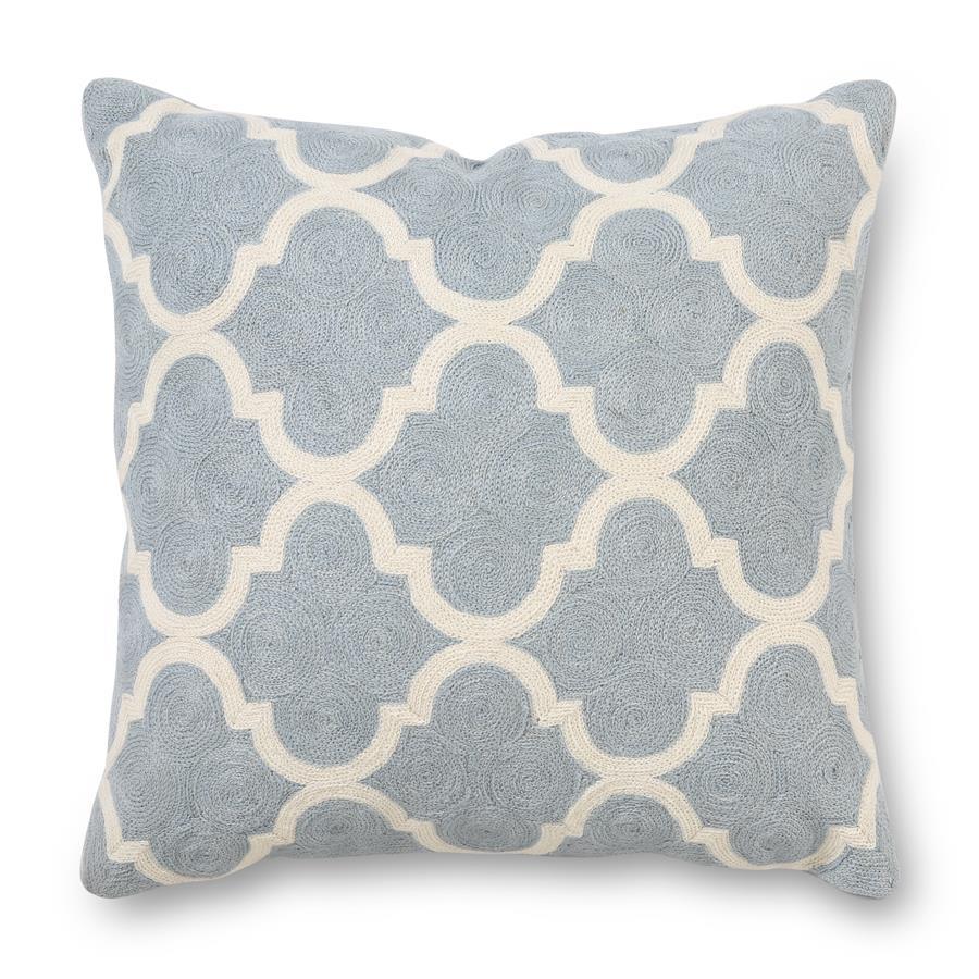 Square Quatrefoil Embroidered Pillows, Set of 2