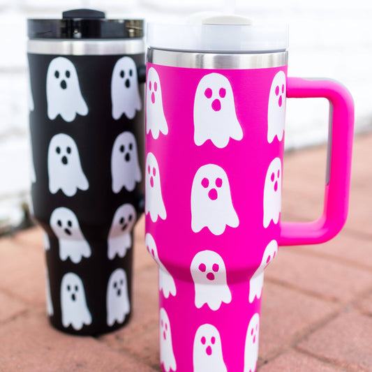 Halloween Tumbler, Pink Ghost