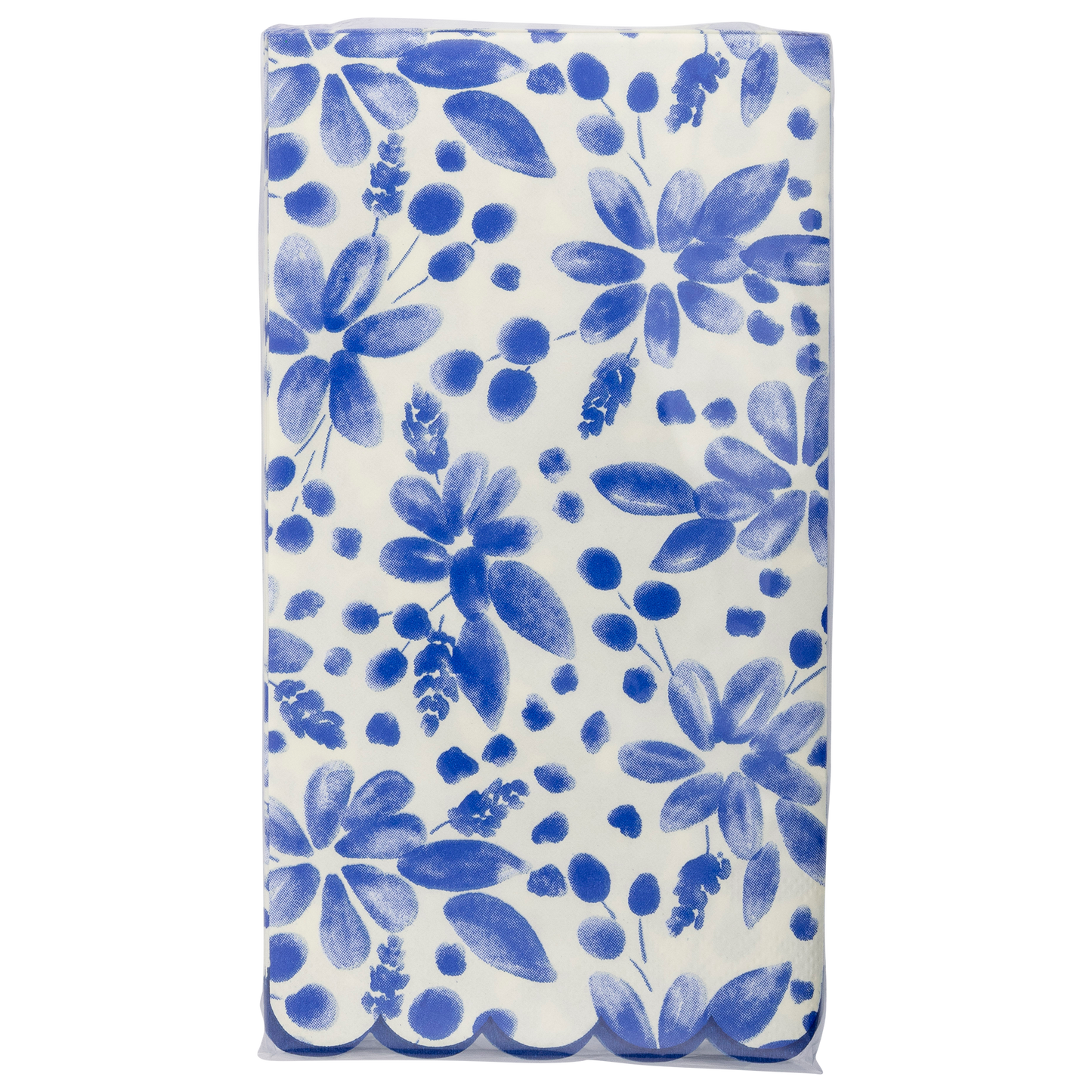 Blue Scallop Floral Paper Guest Napkin