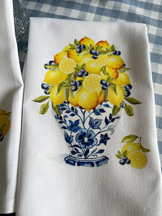 Chinoiserie Jar and Lemons Kitchen Towel