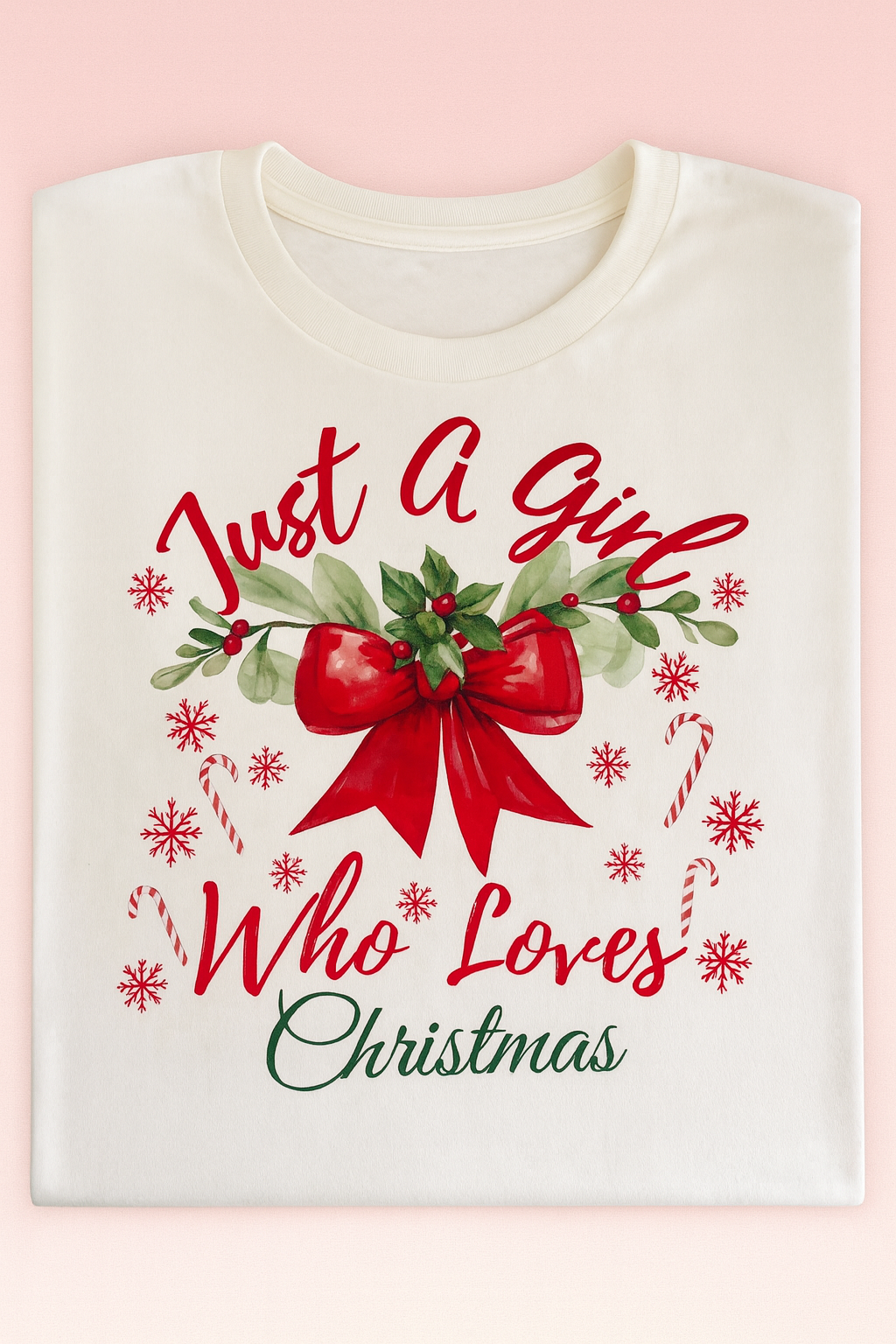 Just A Girl Who Loves Christmas Tee - White