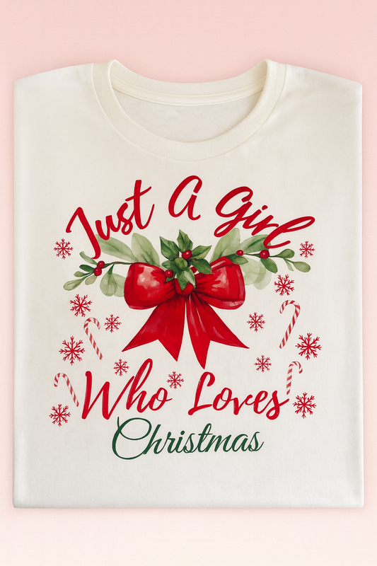 Just A Girl Who Loves Christmas Tee - White