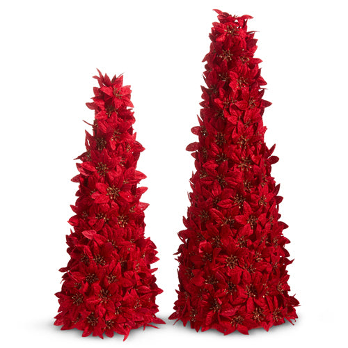 Red Poinsettia Trees, Set of 2