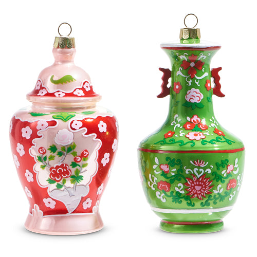Chinoiserie Jar Ornaments, Set of 2