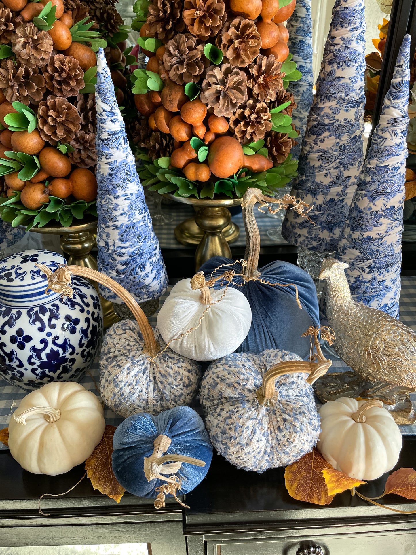 Blue and Cream Tweed Pumpkin