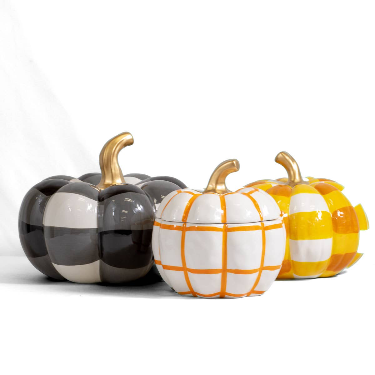 Ceramic Pumpkin Décor, White/Orange