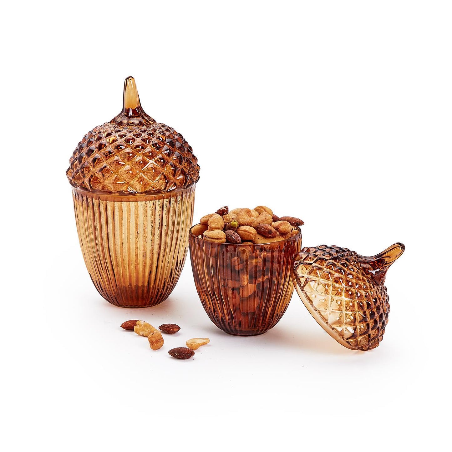 Amber Acorn Lidded Jars