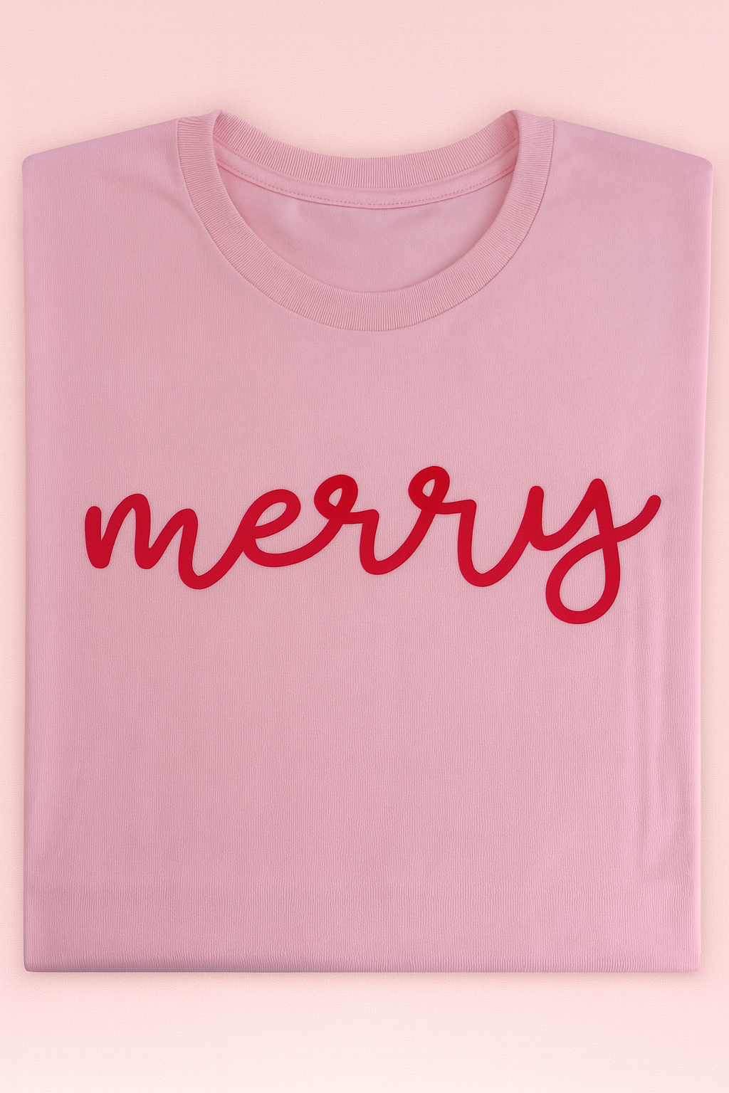 Merry Script Tee - Pink