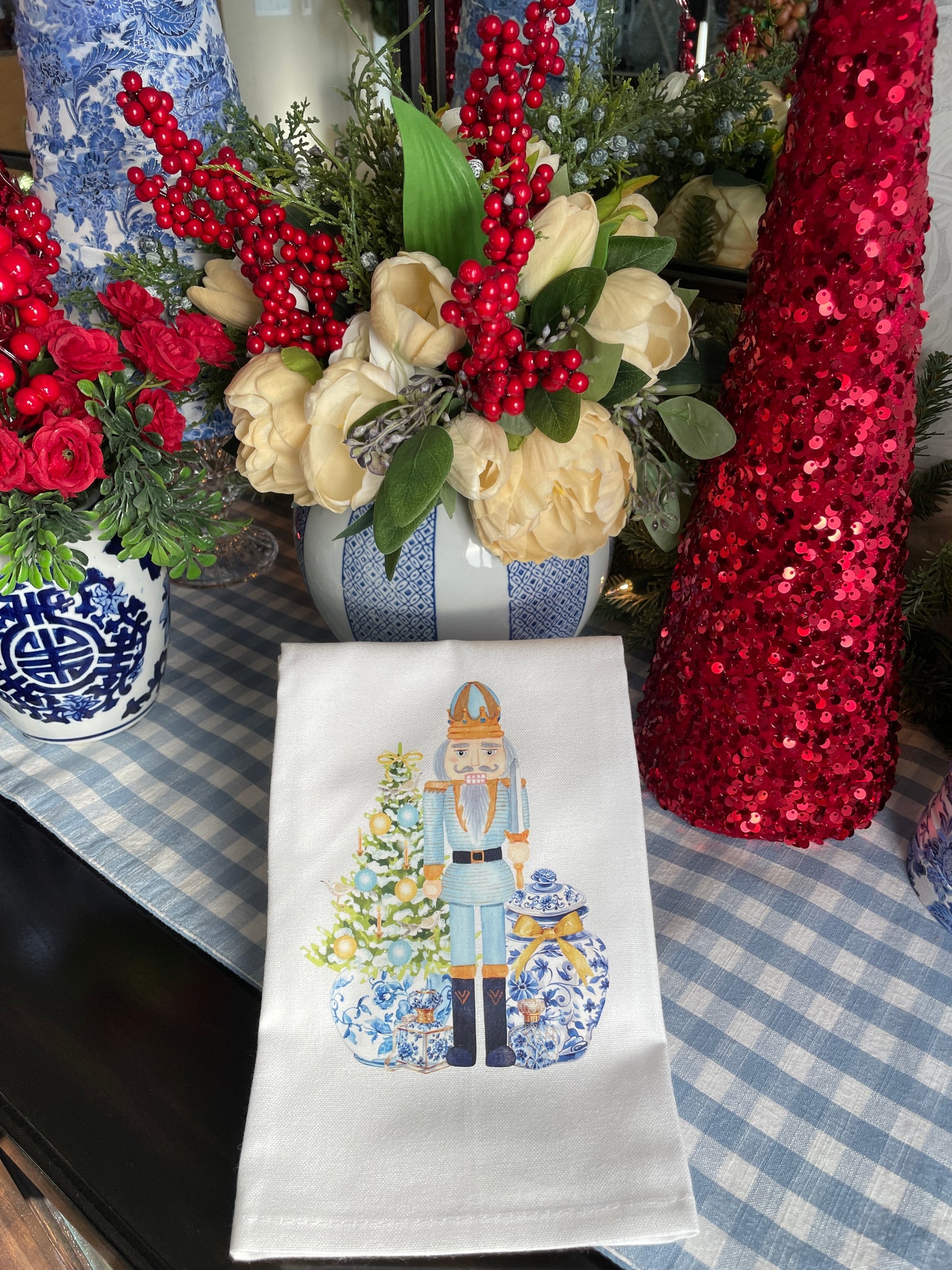 Blue and Gold Nutcracker Kitchen Towel