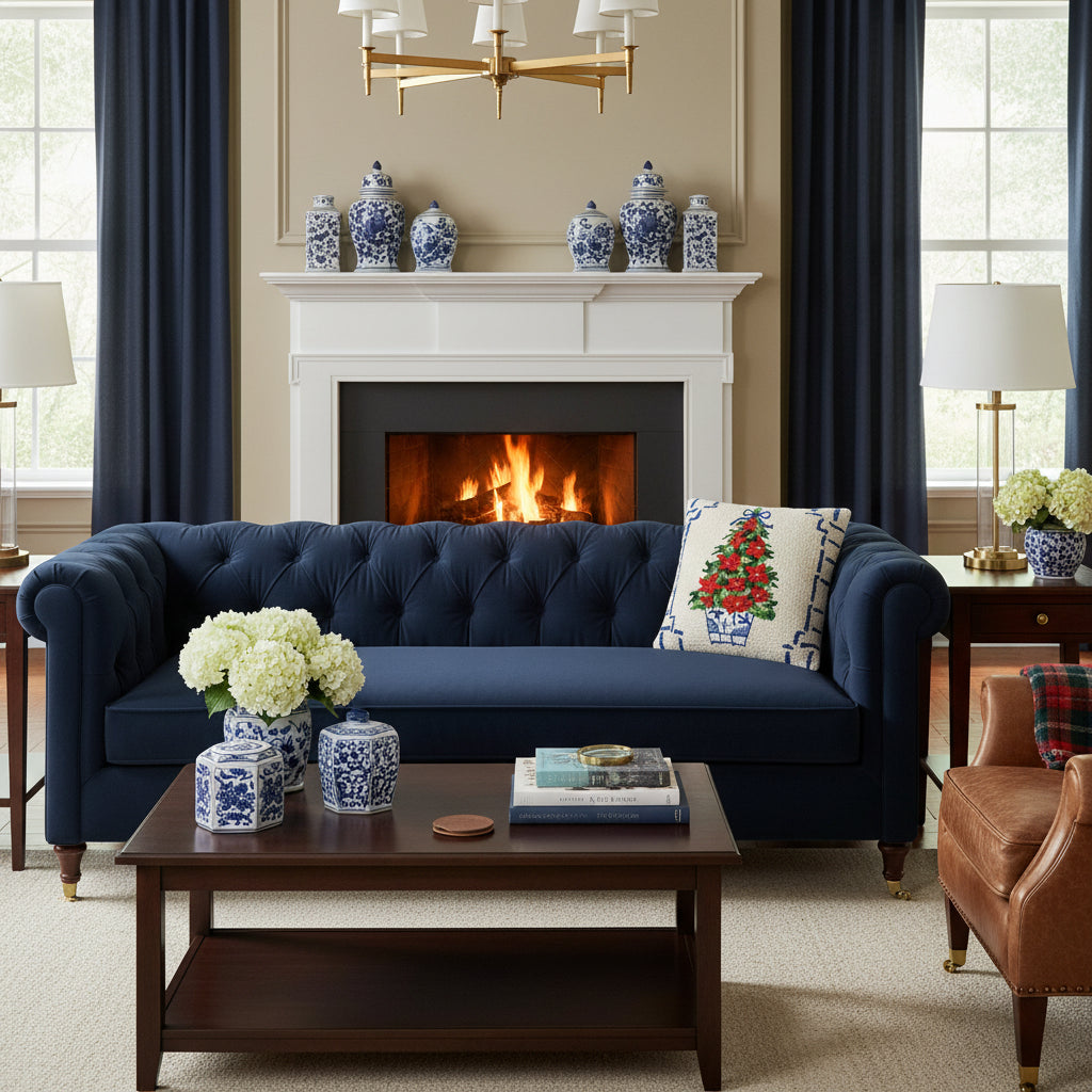 Chinoiserie Poinsettia Tree Hook Pillow