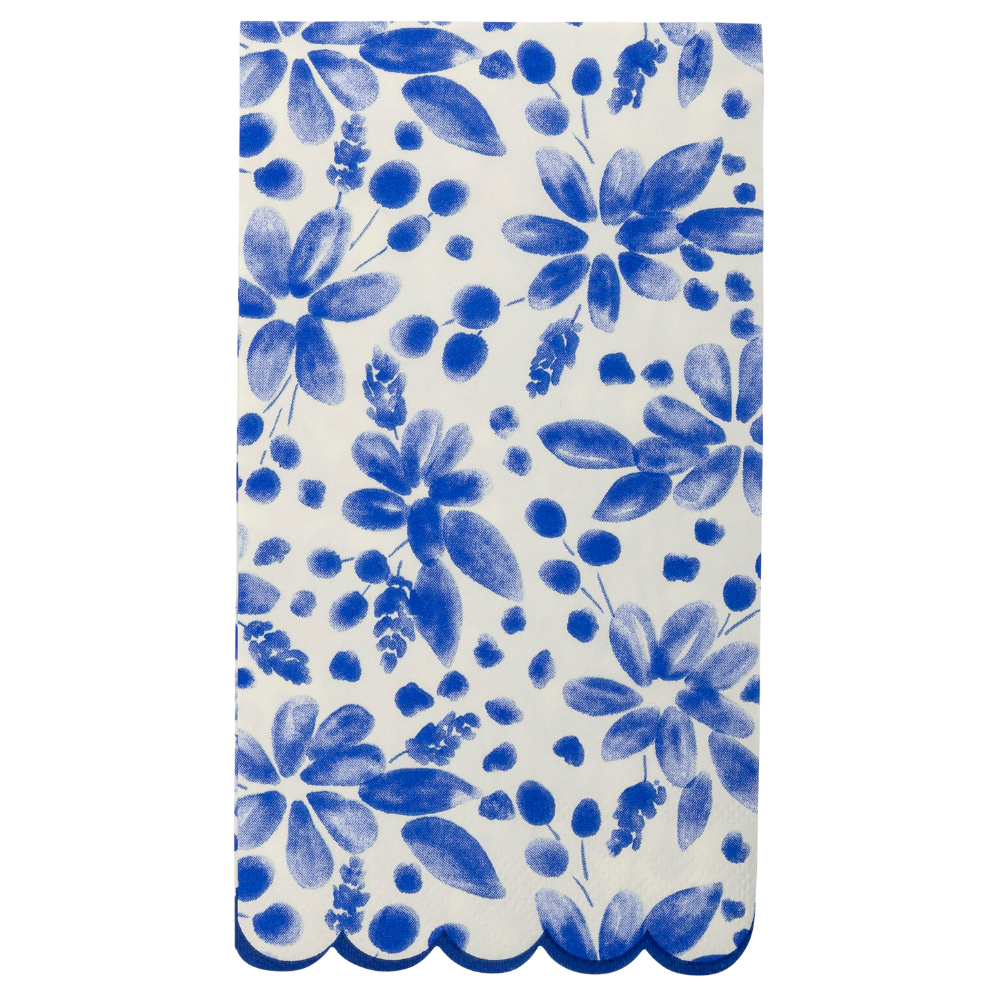 Blue Scallop Floral Paper Guest Napkin