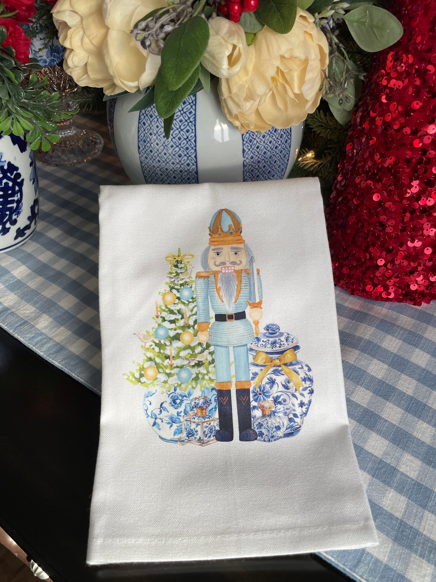 Blue and Gold Nutcracker Kitchen Towel