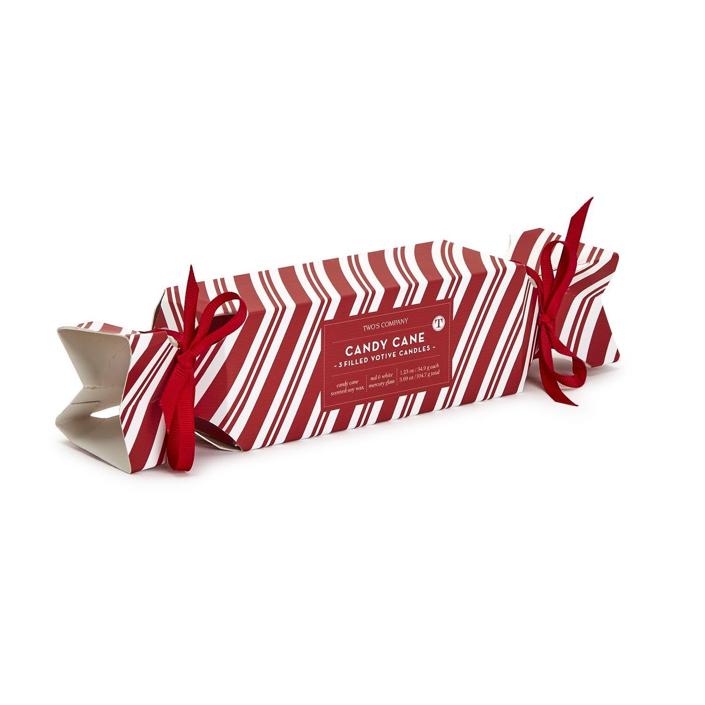 Candy Cane Cracker Scented Candles, Set of 3
