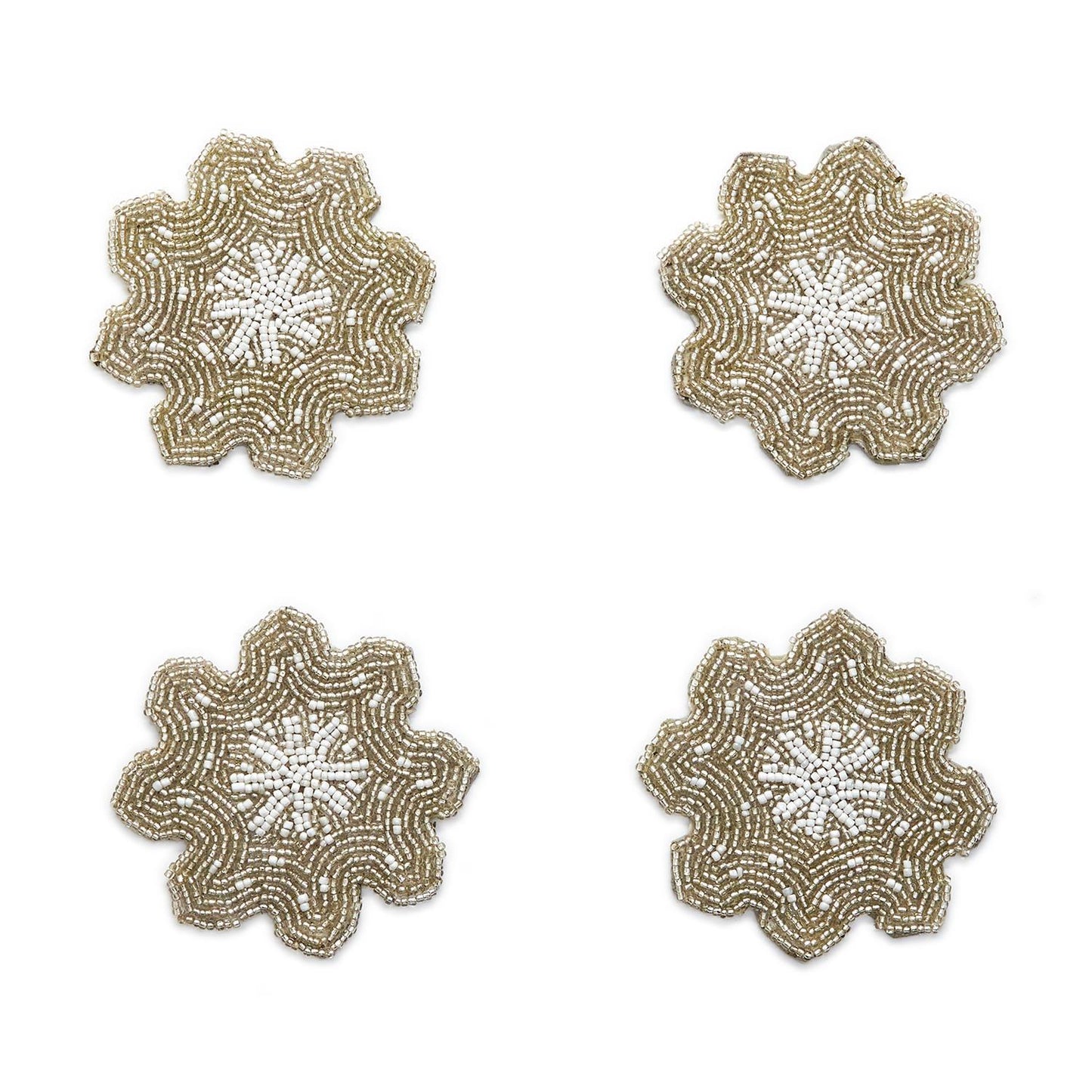 Snowflake Beaded Coasters, Set of 4