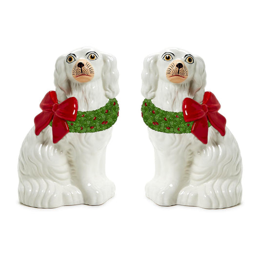 Staffordshire Dog Statue Holiday Wreath, Set of 2