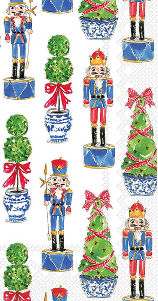 Nutcrackers And Topiary Christmas Paper Guest Towels