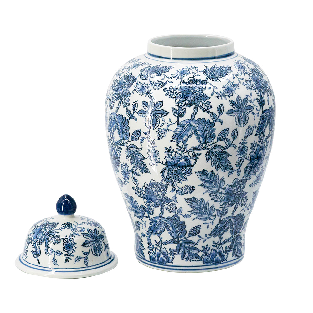 Blue and White Porcelain Ginger Jar, 23"