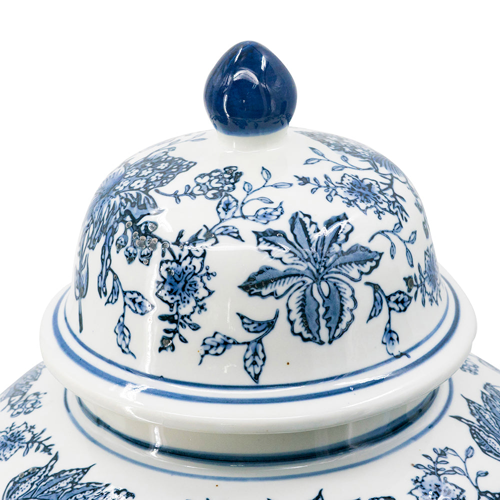 Blue and White Porcelain Ginger Jar, 23"