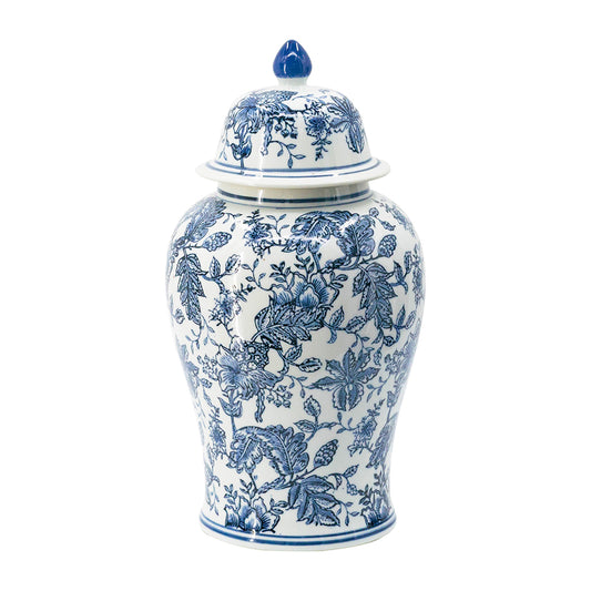 Blue and White Porcelain Ginger Jar, 18"