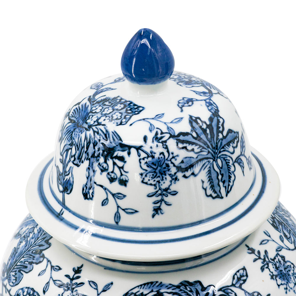 Blue and White Porcelain Ginger Jar, 18"