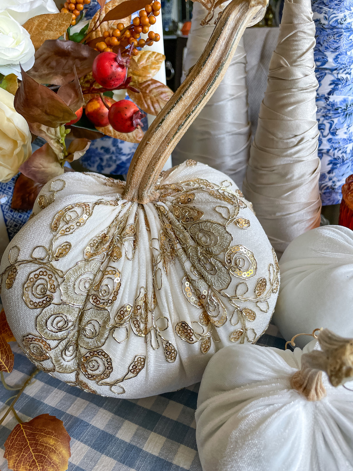 Gold Sequin Embellished Pumpkin