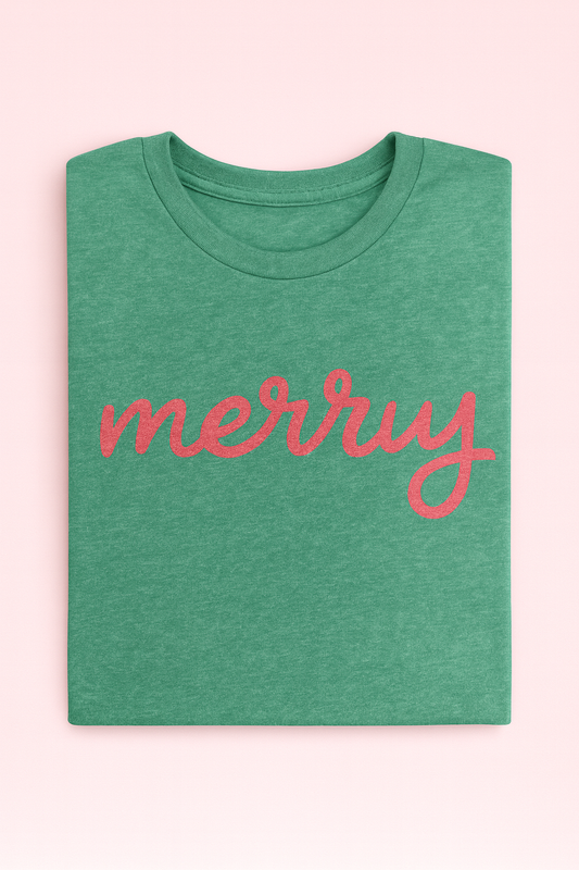 Merry Script Tee - Green