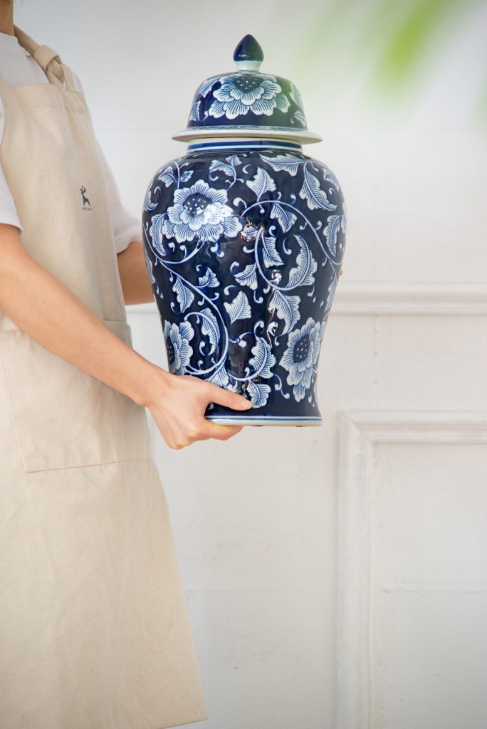 Dark Blue Lidded Ginger Jar