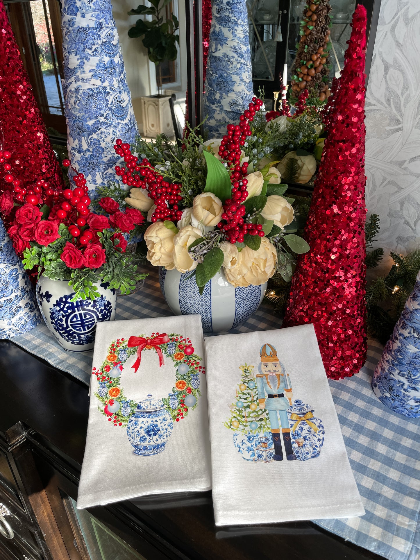 Blue and Gold Nutcracker Kitchen Towel