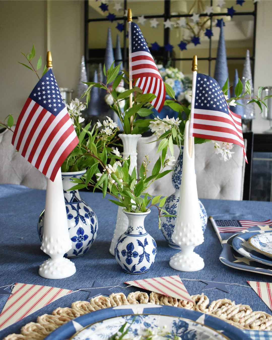 Blue and White Bud Vases