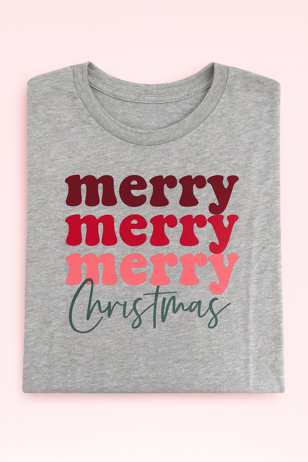 Merry Merry Merry Christmas Tee - Gray