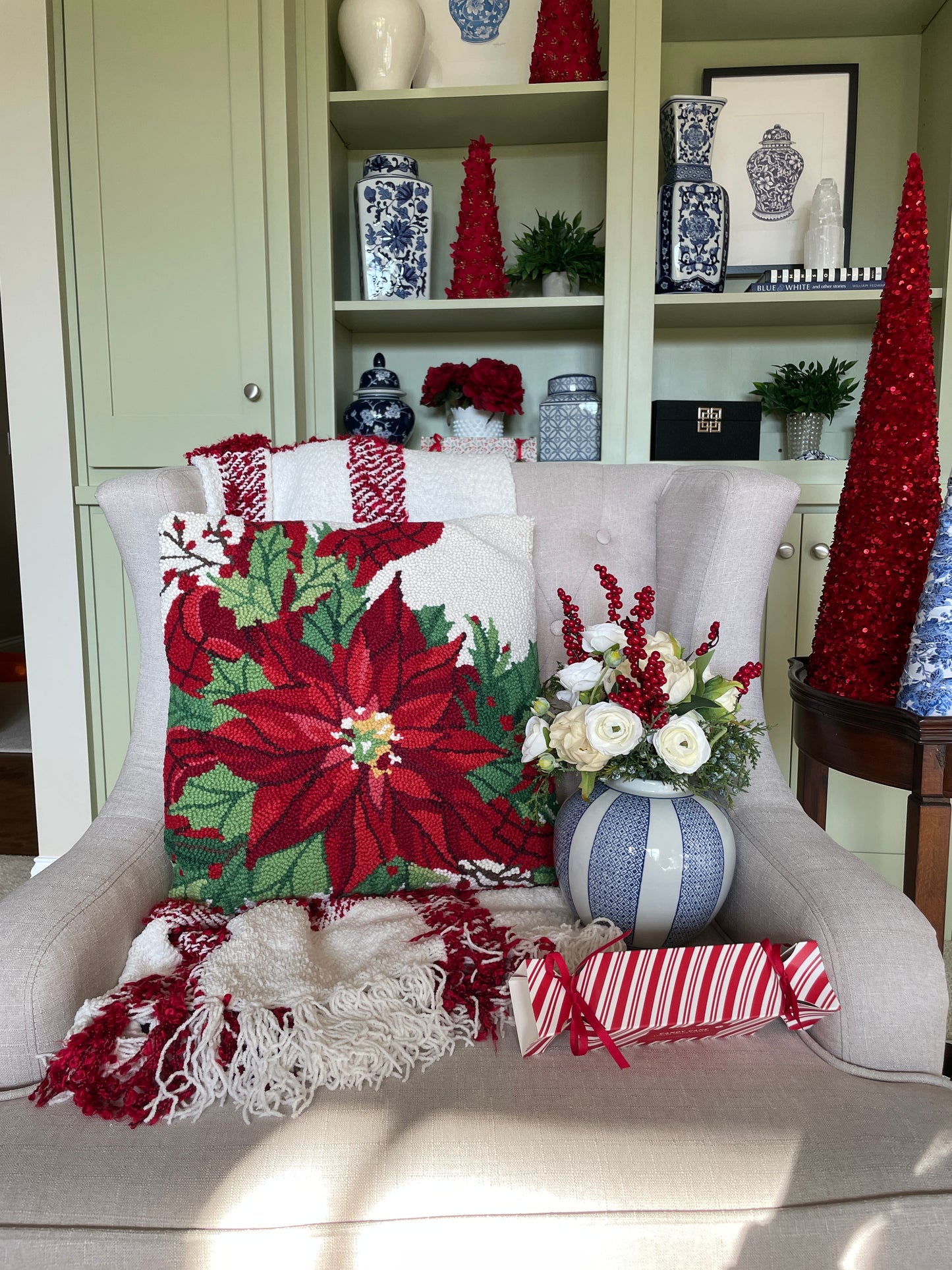 Poinsettia Hook Pillow