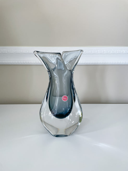 Archimede Seguso Flavio Poli Smokey Grey Vase Italian Murano Glass