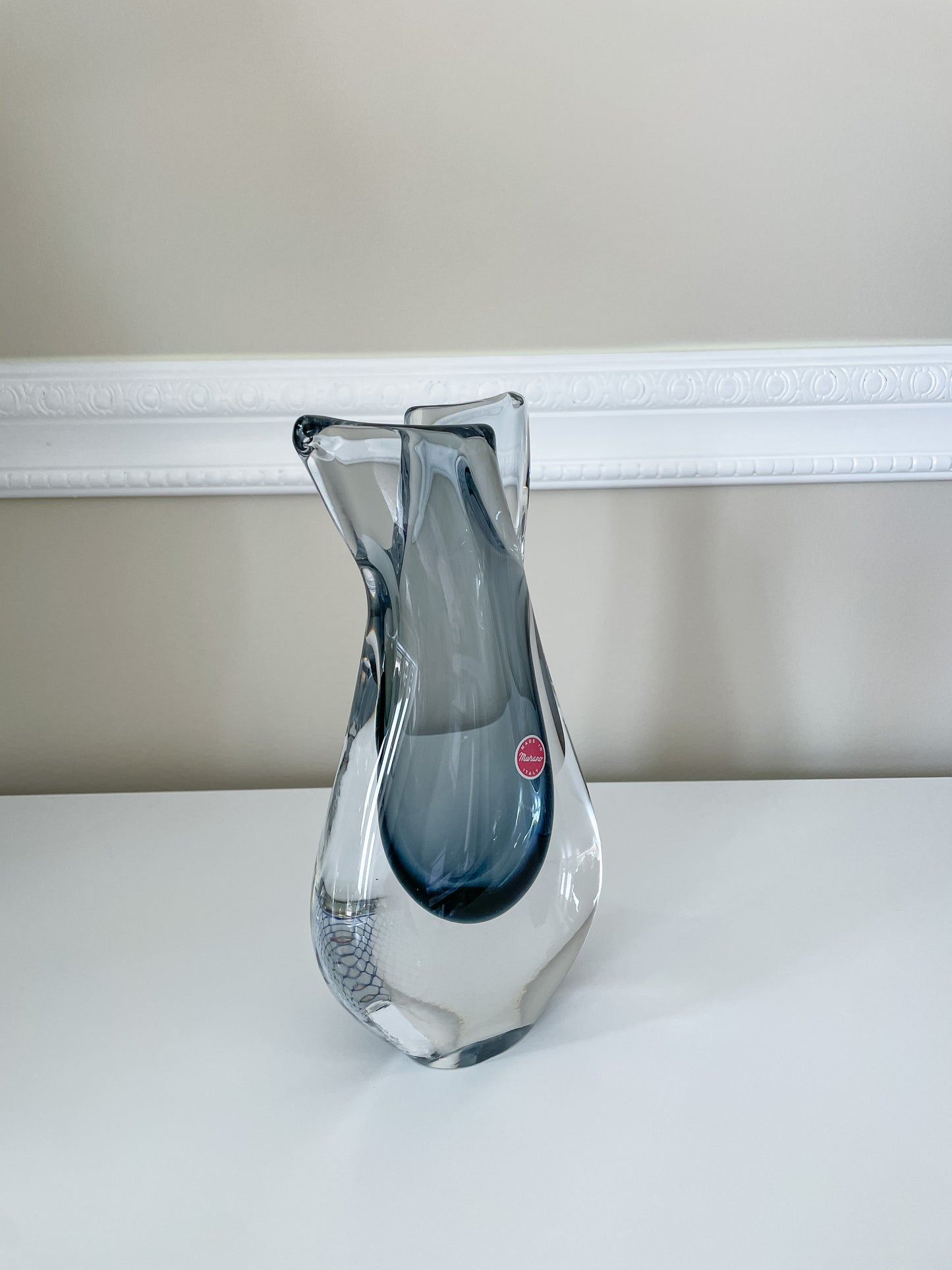 Archimede Seguso Flavio Poli Smokey Grey Vase Italian Murano Glass